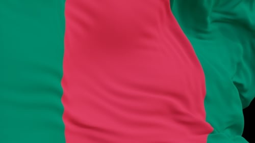 The Bangladesh flag with alpha channel waving in the wind in slow motion