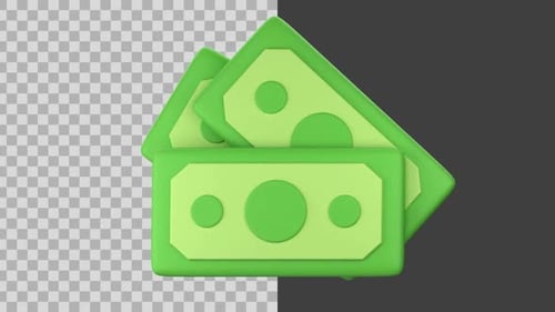 Stylized 3D Money Banknotes Spinning Loop