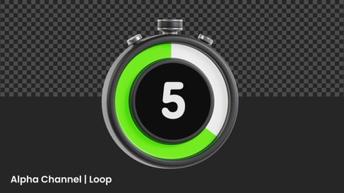 Animação 3D com cronômetro de contagem regressiva de 5 segundos | Alpha Channel
