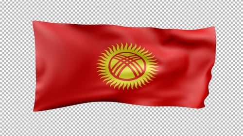 Kyrgyzstan National Flag Waving 3D Animation