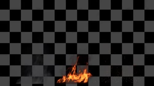 Fire with Smoke and Spark Loop 4K