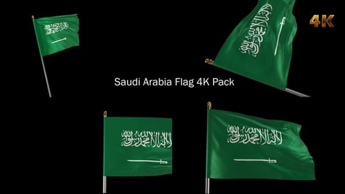 Realistic Waving Saudi Arabia Flag Seamless Looping Animation