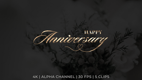 Elegant Metallic Happy Anniversary Kinetic Typography Reveal