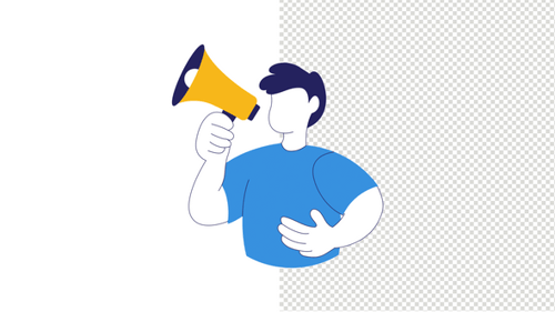 Flat Design Person Announcing with Megaphone Animation