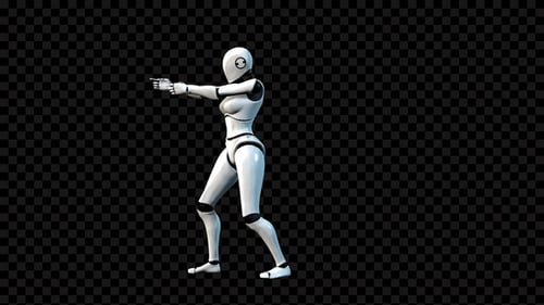 Robot Dual Gun Forward Shoot Animation Side View