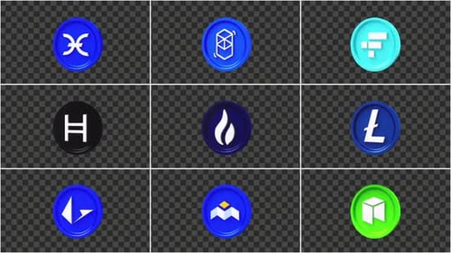 Modern 3D Animated Crypto Coin Icons Pack