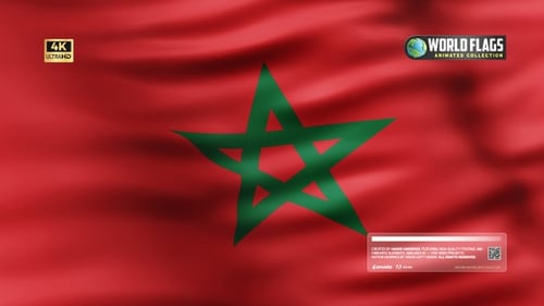 Marocco Flag Loop Animation Seamless 4 K Video Background