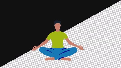 young man is practicing yoga | Alpha Channel