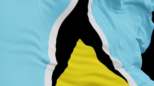 The Saint Lucia with alpha channel waving in the wind in slow motion