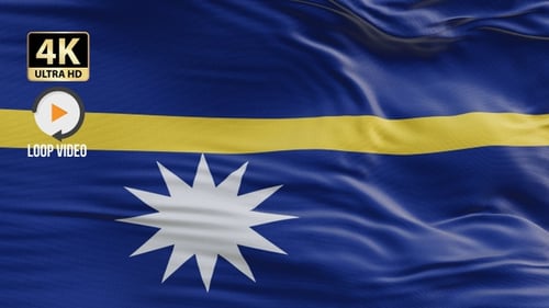 Realistic Nauru Flag Waving Animation Loop