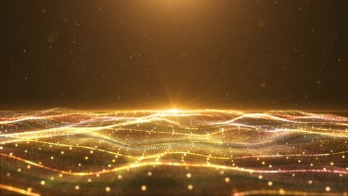 Golden Wave Particles Ocean