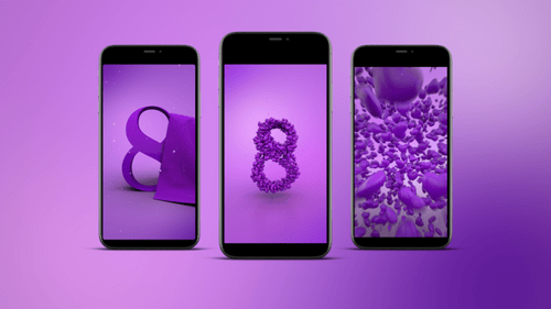 International Women's Day Purple Number 8 Animations for Vertical Screens