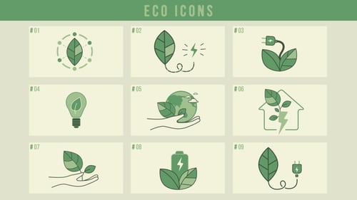 Animated Eco Energy Icons Set with Alpha Channel