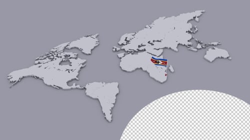 3D World Map Animation with Waving Country Flags