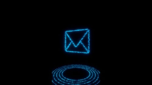 Vertical video blue neon email neon icon hologram loop animation