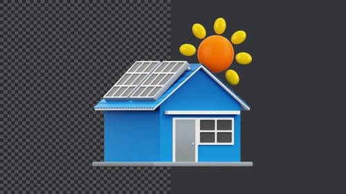 3D Smart Home mit Solarpanel-Animation