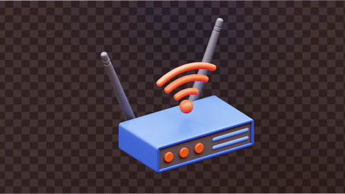 Animated 3D WiFi Router with Signal