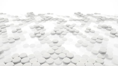 Medical Pills Waving in Abstract Pattern Background