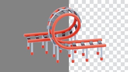 3D Animation of Roller Coaster Track Ride | Alpha Channel