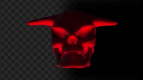 Dark 3D Skull Animation red glow