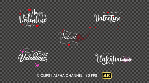 Animated Valentine's Day Script Text Reveals with Hearts