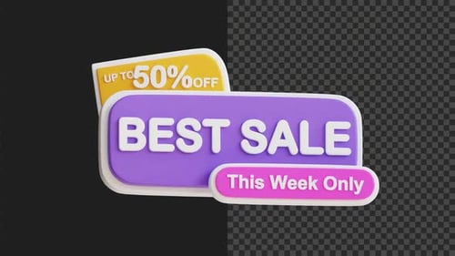 Animated 3D Best Sale Discount Tag Reveal