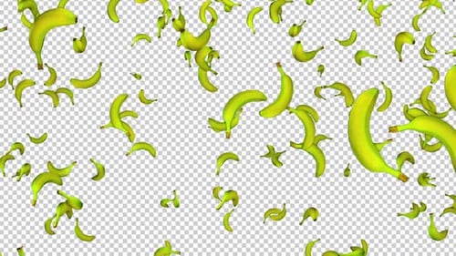 Fondo de animación Falling Bananas Fruit en Alpha Channel, Loop