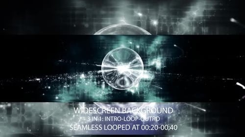 Futuristic Glowing Sphere and Particle Light Streaks Background