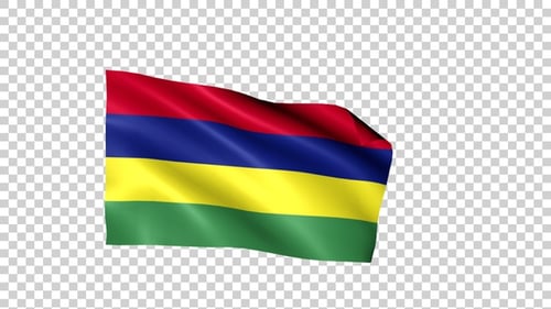 Realistic Mauritius National Flag Waving in the Wind Animation