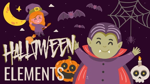 Cartoon Halloween Animated Elements and Characters