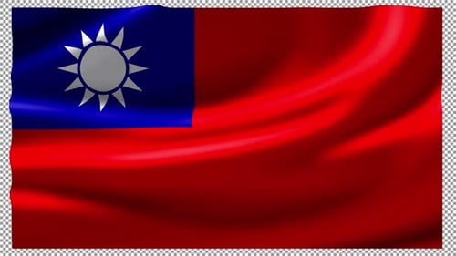 Realistic Waving Taiwan Flag with Alpha Channel