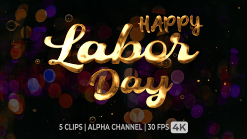 Animação de texto do Feliz Dia do Trabalho