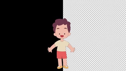 Happy Cartoon Boy Jumping Animated Loop