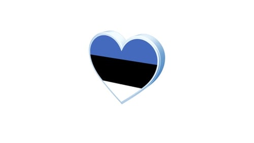 Pulsing 3D Estonian Flag Heart Animation