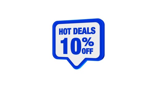 3D Hot Deals 10 Percent Off Promotion Speech Bubble Reveal