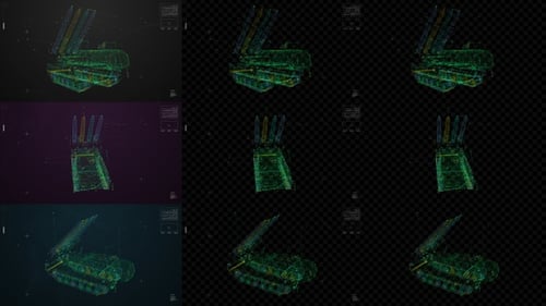 Futuristic HUD Wireframe Display of a Missile Tank