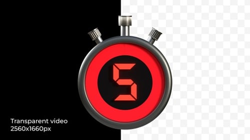 Animated 3D Stopwatch Countdown Timer with Red Display