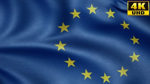 Realistic European Union Flag Waving Seamless Loop