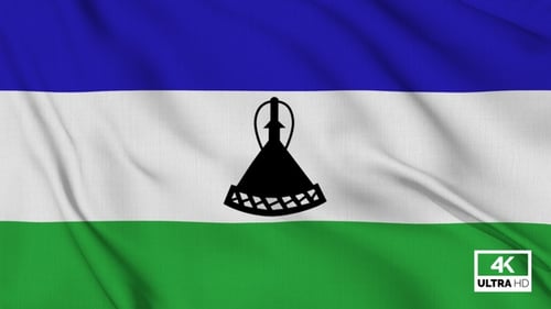 Flagge von Lesotho weht langsam in Schleife