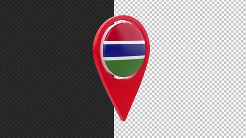 3D Spinning Map Pin with Gambia Flag