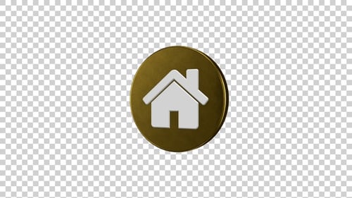 3D Golden House Home Icon Rotating Loop Animation