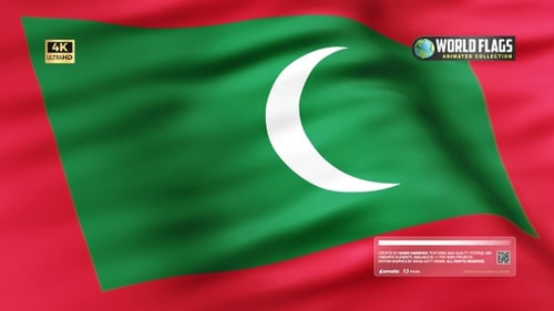 Realistic Waving Flag of Maldives Loop