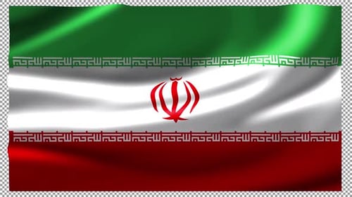 IR-Flagge des Iran, wellenförmig, aus Seide, nahtlose Schlaufe, schneller Alphakanal, flatterndes Flattern