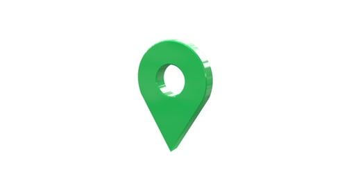3D Green Location Pin Icon Rotating Animation