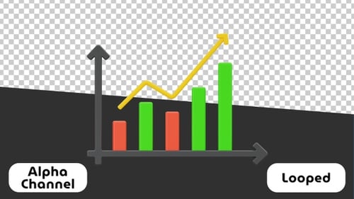 3D Animated Bar and Line Graph Showing Growth | Alpha Channel