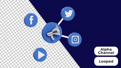 3D Animated Social Media Marketing | Alpha Channel