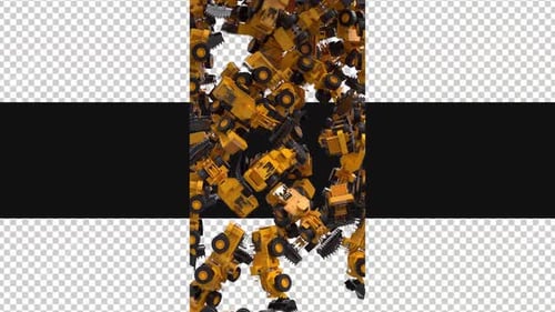 3D Construction Vehicles Vertical Fill Animation