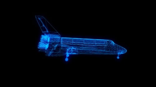 Futuristic Hologram Space Shuttle Wireframe Animation