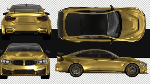 Pack Of 4 Speeding Gold Cars On Alpha Loop