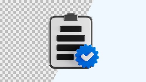 3D Animation Icon of Verified Task | Alpha Channel